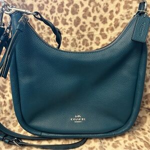 Coach Dark Teal Leather Hobo Bag